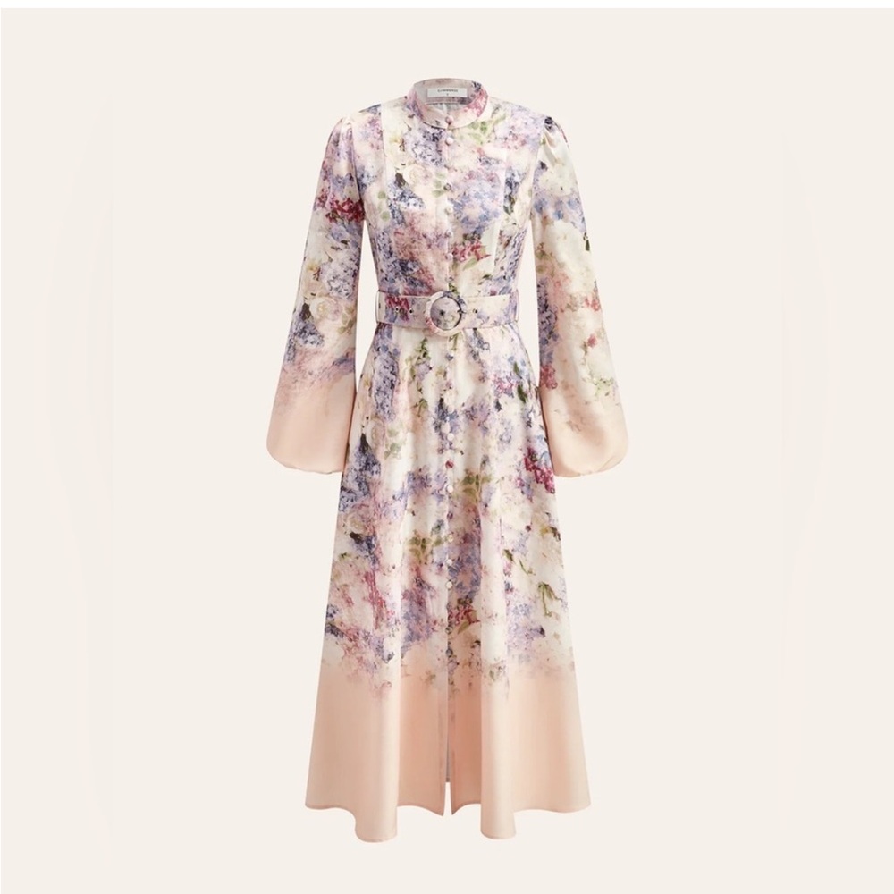 Commense Pastel Floral Long Sleeve Dress